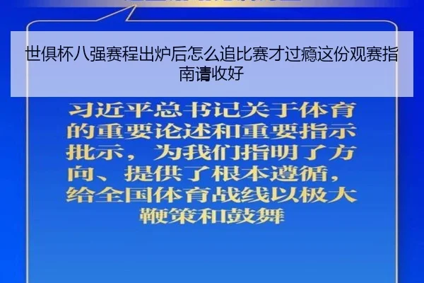 世俱杯八强赛程出炉后怎么追比赛才过瘾这份观赛指南请收好